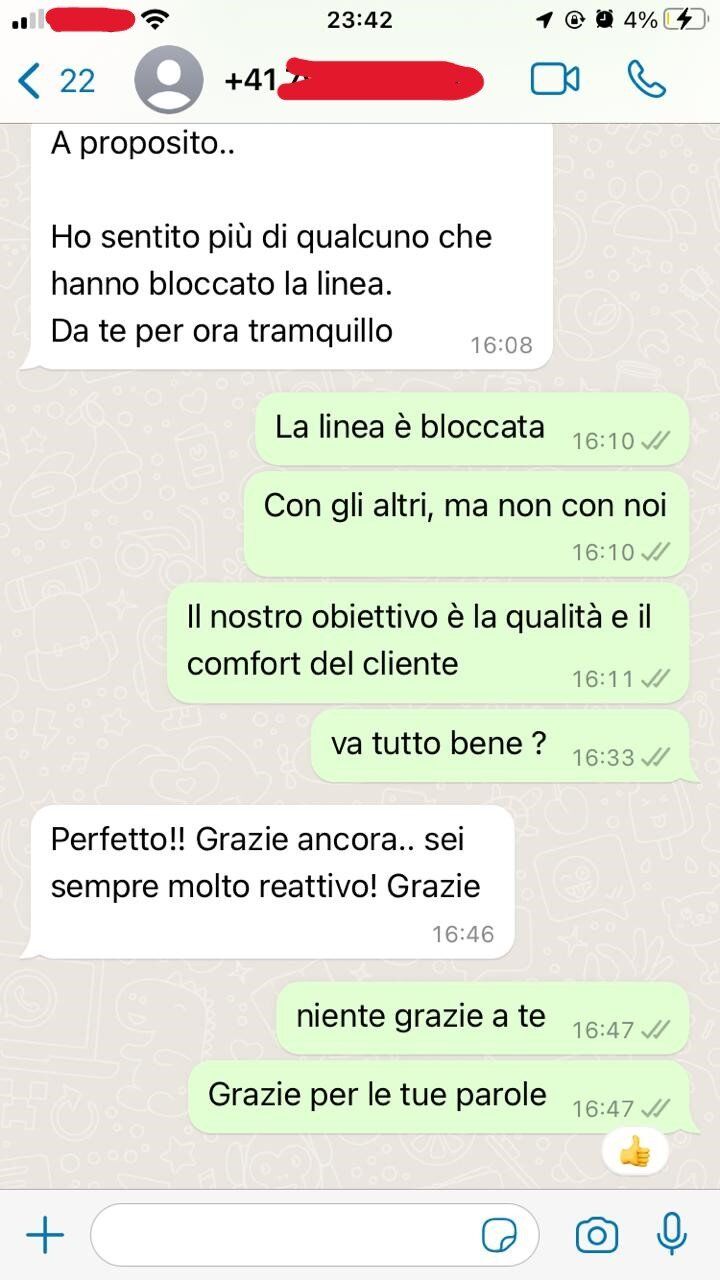 WhatsApp conversation about service IPTV issues